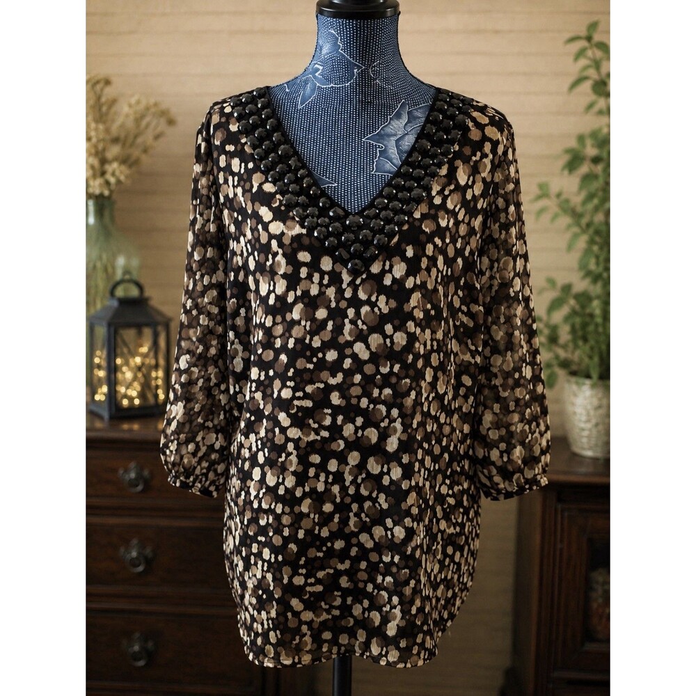 Jaclyn Smith Size XL Women’s Beaded Lined Tunic 46” Bust 30” Length